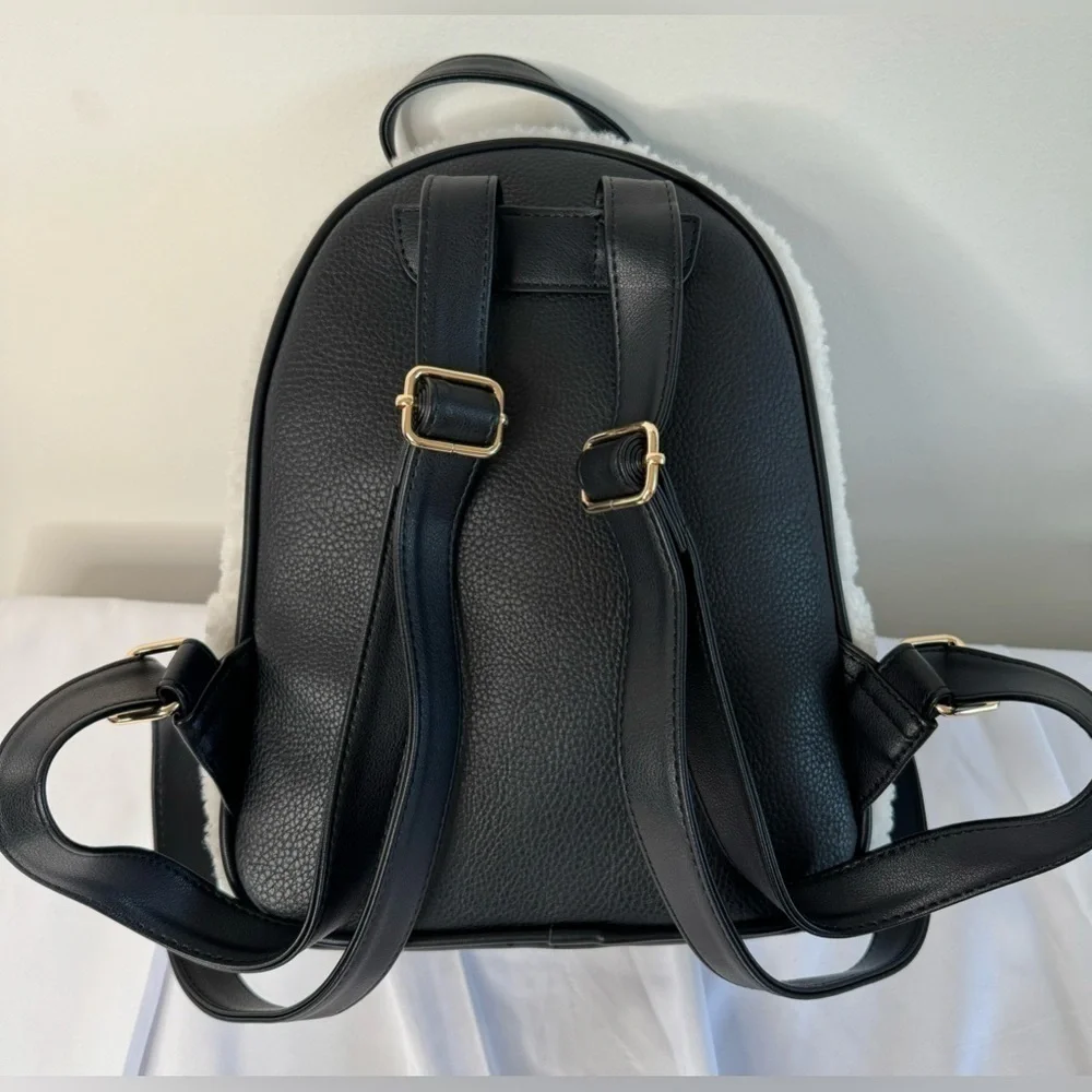 NEW Juicy Couture Black & White Shearling Flashback Backpack